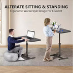 Support pour ordinateur portable mobile pour canapé, table de chevet réglable en hauteur avec plateau inclinable, bureau d'ordinateur portable roulant pour bureau à domicile, chambre à coucher