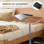 Support pour ordinateur portable mobile pour canapé, table de chevet réglable en hauteur avec plateau inclinable, bureau d'ordinateur portable roulant pour bureau à domicile, chambre à coucher