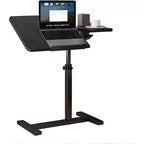 Mobile Laptop Stand for Couch, Adjustable Height Overbed Bedside Table with Tilting Tabletop, Rolling Laptop Desk for Home Office Bedroom
