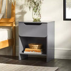 Modern Minimalist 1-Drawer Nightstand with Cubby C Dark Grey