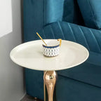 Table d'appoint ronde moderne peu encombrante, table d'appoint avec plateau et cadre en métal, table d'appoint pour salon, chambre à coucher