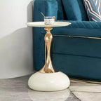 Table d'appoint ronde moderne peu encombrante, table d'appoint avec plateau et cadre en métal, table d'appoint pour salon, chambre à coucher