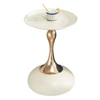 Table d'appoint ronde moderne peu encombrante, table d'appoint avec plateau et cadre en métal, table d'appoint pour salon, chambre à coucher