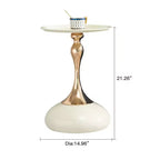 Table d'appoint ronde moderne peu encombrante, table d'appoint avec plateau et cadre en métal, table d'appoint pour salon, chambre à coucher