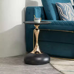 Table d'appoint ronde moderne peu encombrante, table d'appoint avec plateau et cadre en métal, table d'appoint pour salon, chambre à coucher