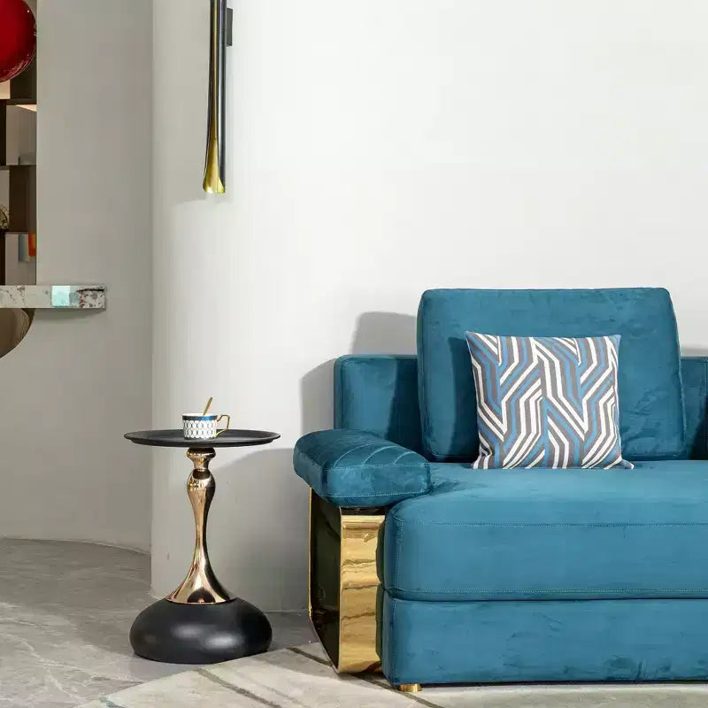 Modern Space-Saving Round Side Table, End Table with Metal Tabletop and Frame, Accent Couch Table for Living Room, Bedroom