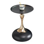 Table d'appoint ronde moderne peu encombrante, table d'appoint avec plateau et cadre en métal, table d'appoint pour salon, chambre à coucher