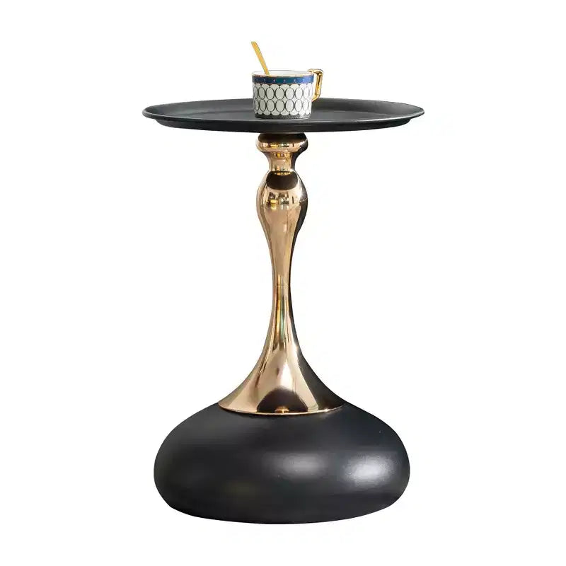 Modern Space-Saving Round Side Table, End Table with Metal Tabletop and Frame, Accent Couch Table for Living Room, Bedroom