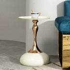 Table d'appoint ronde moderne peu encombrante, table d'appoint avec plateau et cadre en métal, table d'appoint pour salon, chambre à coucher