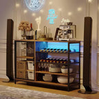 Table d'appoint industrielle avec station de charge, Table de chevet rétro avec lumière LED