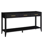 Console de 101,6 cm avec 3 tiroirs ondulés, table d'entrée moderne avec poignées en métal et étagère de rangement