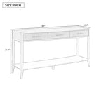 Console de 101,6 cm avec 3 tiroirs ondulés, table d'entrée moderne avec poignées en métal et étagère de rangement