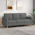 3-Seater Sofa Dark Grey Fabric (100% polyester), metal, textilene