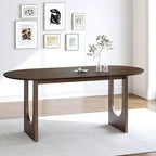 PexFix 79 Oval Dining Table for 6-8 Wood Kitchen Table with Scratch-Resistant Top & Arched Legs Modern Farmhouse for Living Room Kitchen Walnut