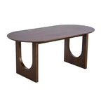 Table à manger ovale pour 6-8 personnes en bois avec plateau résistant aux rayures et pieds arqués, style ferme moderne pour salon et cuisine Noyer