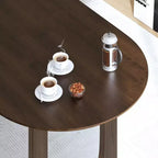 Table à manger ovale pour 6-8 personnes en bois avec plateau résistant aux rayures et pieds arqués, style ferme moderne pour salon et cuisine Noyer