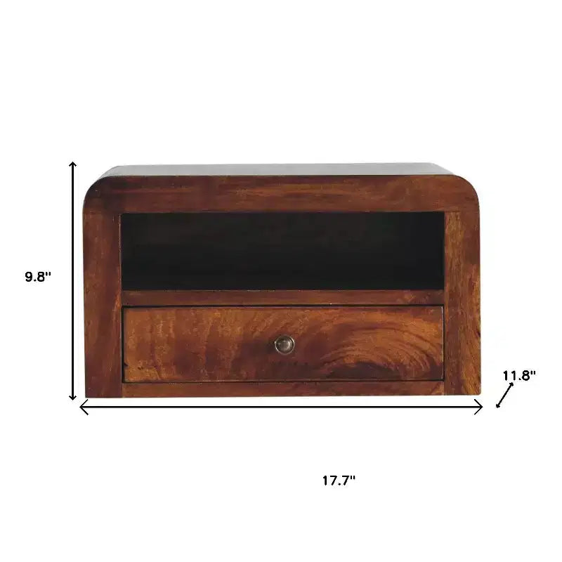 Chestnut Solid Wood One Drawer Floating Nightstand
