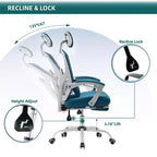 Chaise de bureau ergonomique avec repose-pieds rétractable, chaise d'ordinateur avec support lombaire et accoudoirs rembourrés, chaise pivotante pour le bureau
