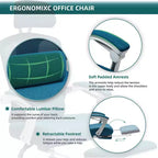 Chaise de bureau ergonomique avec repose-pieds rétractable, chaise d'ordinateur avec support lombaire et accoudoirs rembourrés, chaise pivotante pour le bureau