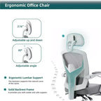 Chaise de bureau ergonomique avec repose-pieds rétractable, chaise d'ordinateur avec support lombaire et accoudoirs rembourrés, chaise pivotante pour le bureau