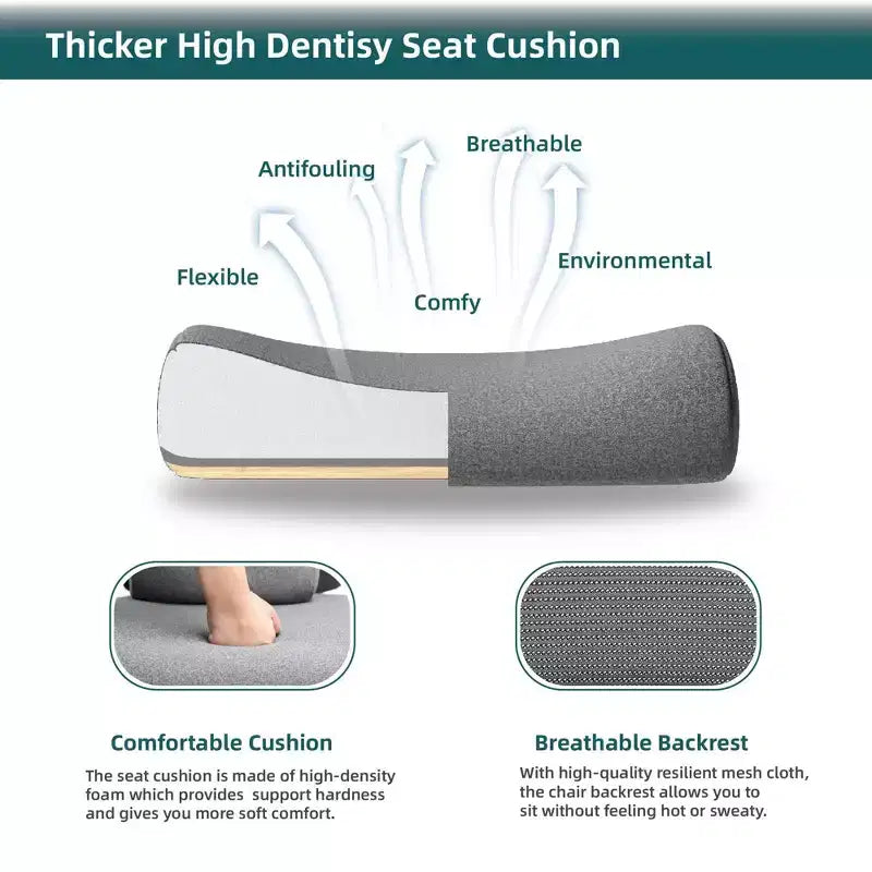 Ergonomic Office Chair with Retractable Footrest, Computer Chair with Lumbar Support Pillow and Padded Armrests, Swivel Chair for Office