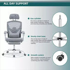 Chaise de bureau ergonomique avec repose-pieds rétractable, chaise d'ordinateur avec support lombaire et accoudoirs rembourrés, chaise pivotante pour le bureau
