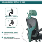 Chaise de bureau ergonomique avec repose-pieds rétractable, chaise d'ordinateur avec support lombaire et accoudoirs rembourrés, chaise pivotante pour le bureau