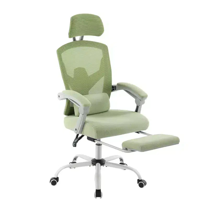 Ergonomic Office Chair with Retractable Footrest, Computer Chair with Lumbar Support Pillow and Padded Armrests, Swivel Chair for Office