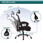 Chaise de bureau ergonomique avec repose-pieds rétractable, chaise d'ordinateur avec support lombaire et accoudoirs rembourrés, chaise pivotante pour le bureau