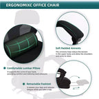 Chaise de bureau ergonomique avec repose-pieds rétractable, chaise d'ordinateur avec support lombaire et accoudoirs rembourrés, chaise pivotante pour le bureau