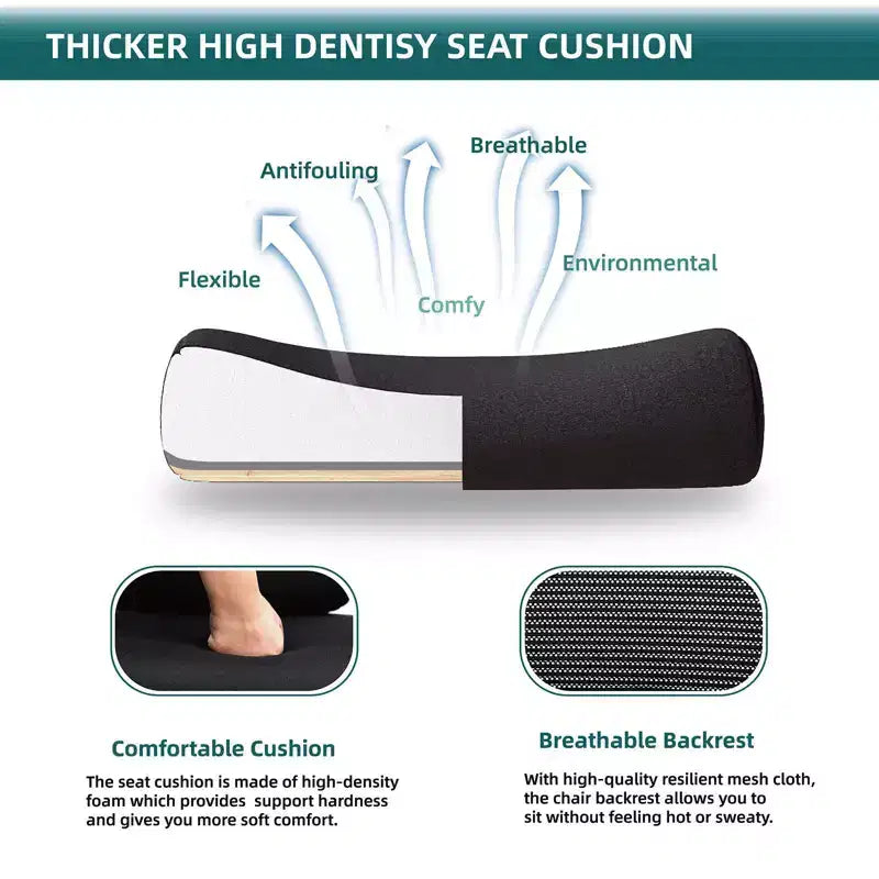 Ergonomic Office Chair with Retractable Footrest, Computer Chair with Lumbar Support Pillow and Padded Armrests, Swivel Chair for Office