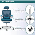 Chaise de bureau ergonomique avec repose-pieds rétractable, chaise d'ordinateur avec support lombaire et accoudoirs rembourrés, chaise pivotante pour le bureau