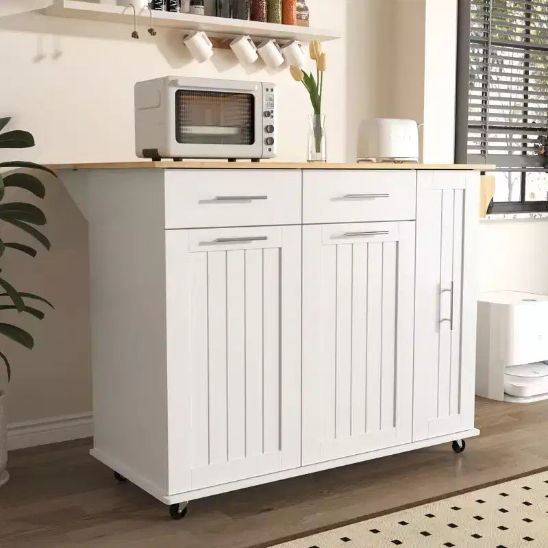 Kitchen Island with 3 Tier Pull Out Cabinet Organizer, Kitchen Cart with Drop Leaf and Storage Rack, Countertop Organizer for Kitchen
