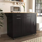 Ilot de cuisine avec organisateur de meuble coulissant à 3 niveaux, Chariot de cuisine avec abattant et étagère de rangement, Organisateur de comptoir de cuisine