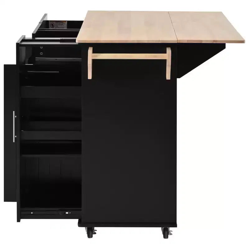 Kitchen Island with 3 Tier Pull Out Cabinet Organizer, Kitchen Cart with Drop Leaf and Storage Rack, Countertop Organizer for Kitchen