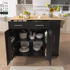 Okak Kitchen Island with 3 Tier Pull Out Cabinet Organizer, Kitchen Cart with Drop Leaf and Storage Rack, Countertop Organizer for Kitchen