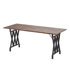 Table de salle à manger de ferme avec piètement en métal, plateau en bois rustique pour cuisine, salle à manger, restaurant, café