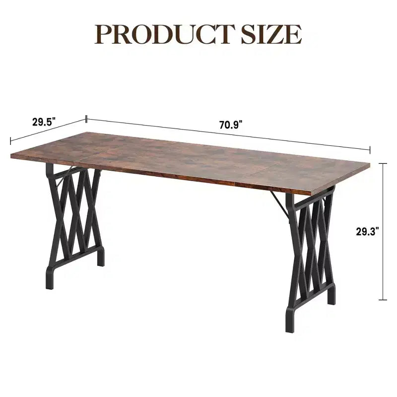 Farmhouse Dining Table Metal Base, Rustic Wood Top Kitchen Table for Dining Room, Restaurant, Cafe