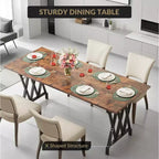 Table de salle à manger de ferme avec piètement en métal, plateau en bois rustique pour cuisine, salle à manger, restaurant, café