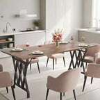 Table de salle à manger de ferme avec piètement en métal, plateau en bois rustique pour cuisine, salle à manger, restaurant, café