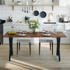 Table de salle à manger de ferme avec piètement en métal, plateau en bois rustique pour cuisine, salle à manger, restaurant, café