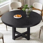 45 Inch Round Black Dining Table, Suitable For Multiple People Dining At The Same Time, Suitable For Both Dining And Living Rooms