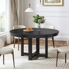 Table à manger ronde noire de 100 cm, adaptée pour plusieurs personnes en même temps, idéale pour les salles à manger et les salons