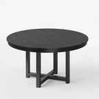 Table à manger ronde noire de 100 cm, adaptée pour plusieurs personnes en même temps, idéale pour les salles à manger et les salons