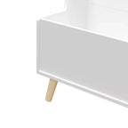 Étagère à livres pour enfants avec étagères ouvertes et bac de rangement, Bibliothèque blanche avec pieds en bois pour salle de jeux ou chambre d'enfant