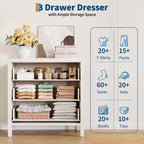 Commode multi-tiroirs, Armoire de rangement haute avec poignées en métal, Meuble de rangement autoportant pour chambre à coucher, salon, entrée