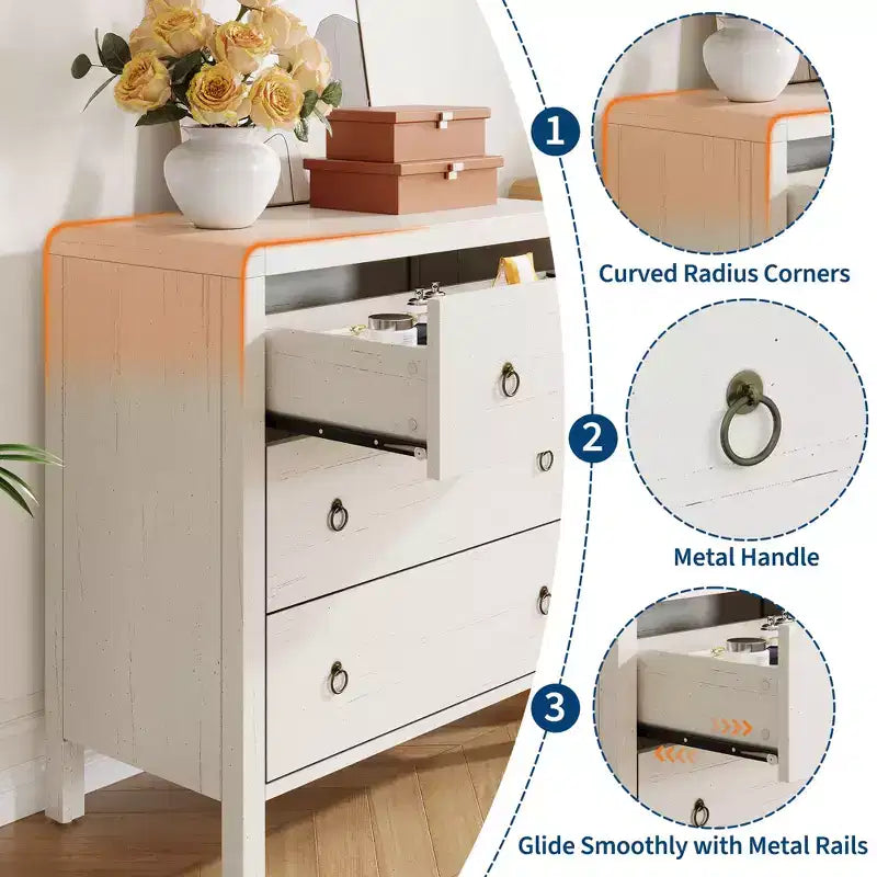 Multi-Drawer Dresser, Tall Chest Storage Cabinet with Metal Handles, Freestanding Organizer for Bedroom, Living Room, Entryway