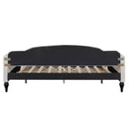 Lit de repos rembourré pleine grandeur avec 2 tiroirs, canapé-lit en lin avec dossier capitonné pour chambre à coucher, salon, chambre d'amis, beige