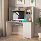 Computer Desk, Suitable For Teenagers, Students, Writing, laptops, and Home Use, With Drawers, 3 AC Outlets, and 2 USB Charging Ports.
