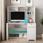 Bureau d'ordinateur, adapté aux adolescents, aux étudiants, pour écrire, les ordinateurs portables et l'usage domestique, avec tiroirs, 3 prises secteur et 2 ports de chargement USB.